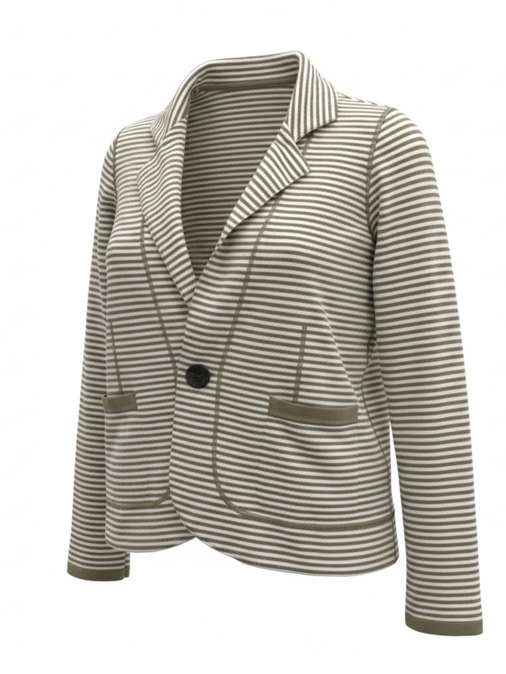 Striped women’s open Front cardigan, tan, and White 100% cotton